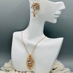 14k laminated gold flower set